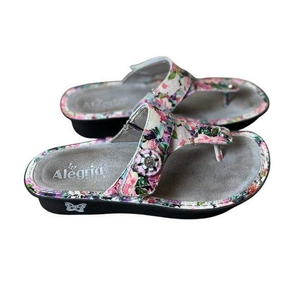 Alegria Carina Lighten Up Floral Thong Sandals Size 37 US 7-7.5 Comfort Cottage - Picture 1 of 9